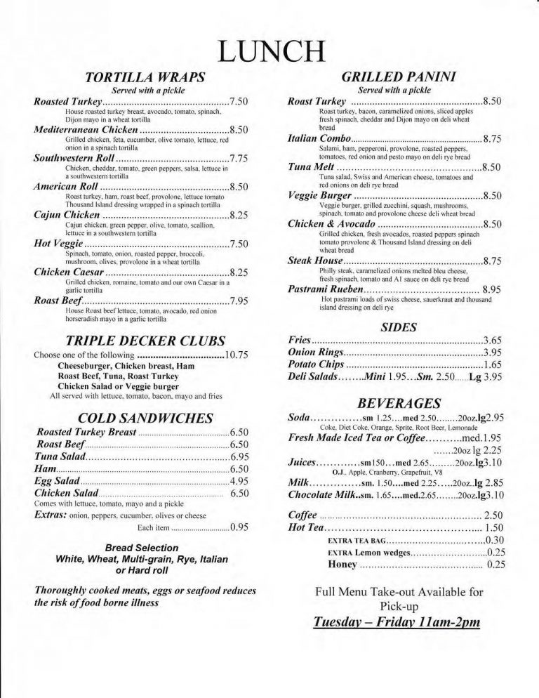 LUNCH The Pepper Pot Restaurant