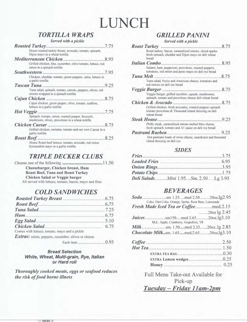 LUNCH The Pepper Pot Restaurant